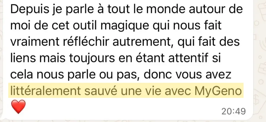Témoignage d'une utilisatrice MyGeno